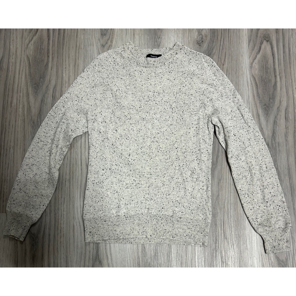 Theory Womens XS Speckled Grey Crewneck Raglan Long Sleeve Knit Sweater
